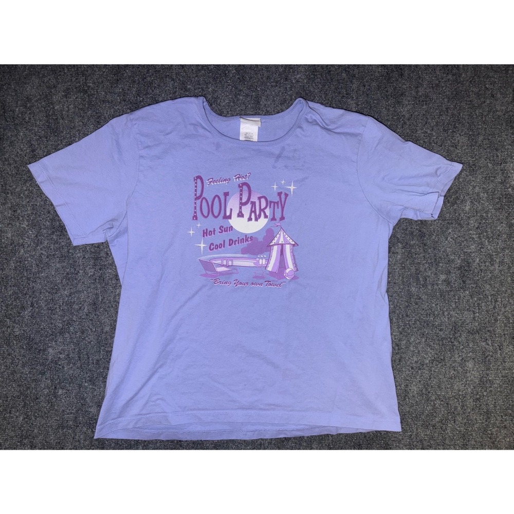 Sonoma Life Style Y2K Pool Party Graphic Tee Lavender Rhinestone Purple Large